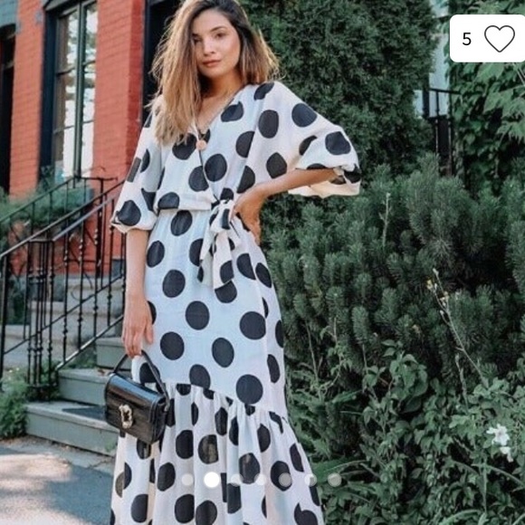 H&M LYOCELL BLACK WHITE SPOT BLOGGER WRAP DRESS XS - Picture 2 of 11